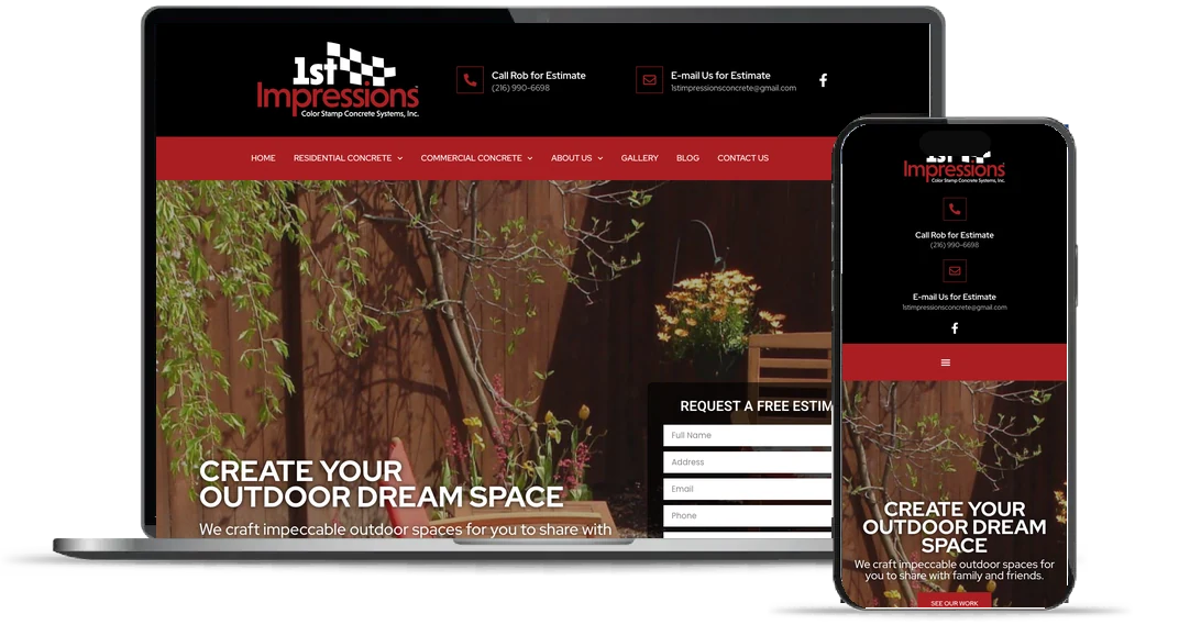 Custom concrete contractor website design example