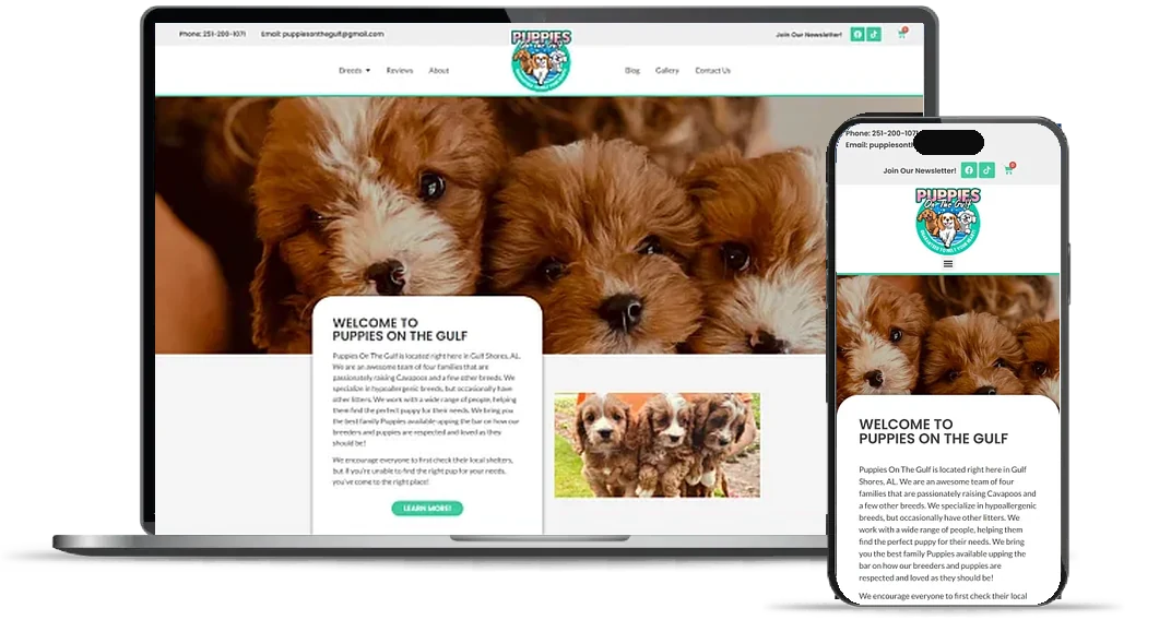 Custom dog breeder website design example