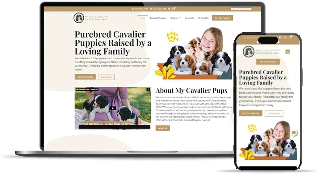 Custom dog breeder website design example