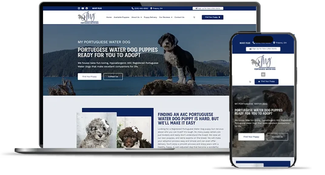 Custom dog breeder website design example